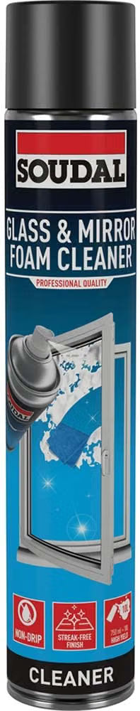 Soudal Glass & Mirror Foam Cleaner 750ml – Streak-Free Aerosol Spray