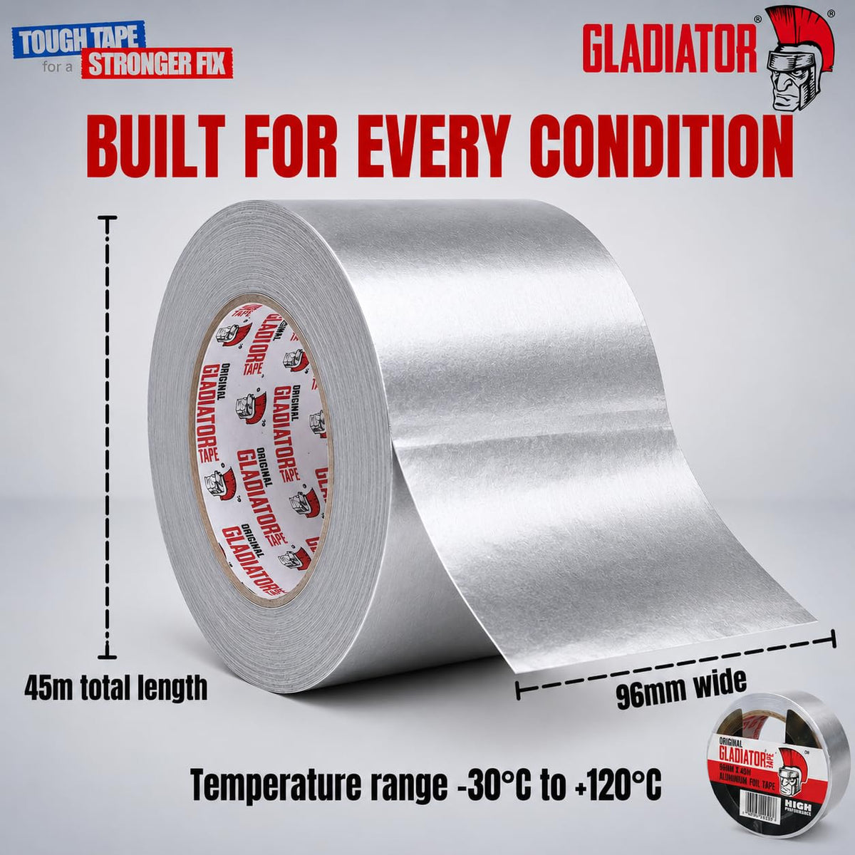Gladiator Foil Tape 96mm x 45m | Extra Wide HVAC Tape