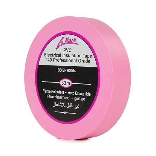 Le Mark Pink PVC Electrical Insulation Tape 19mm x 33m – 12 Rolls