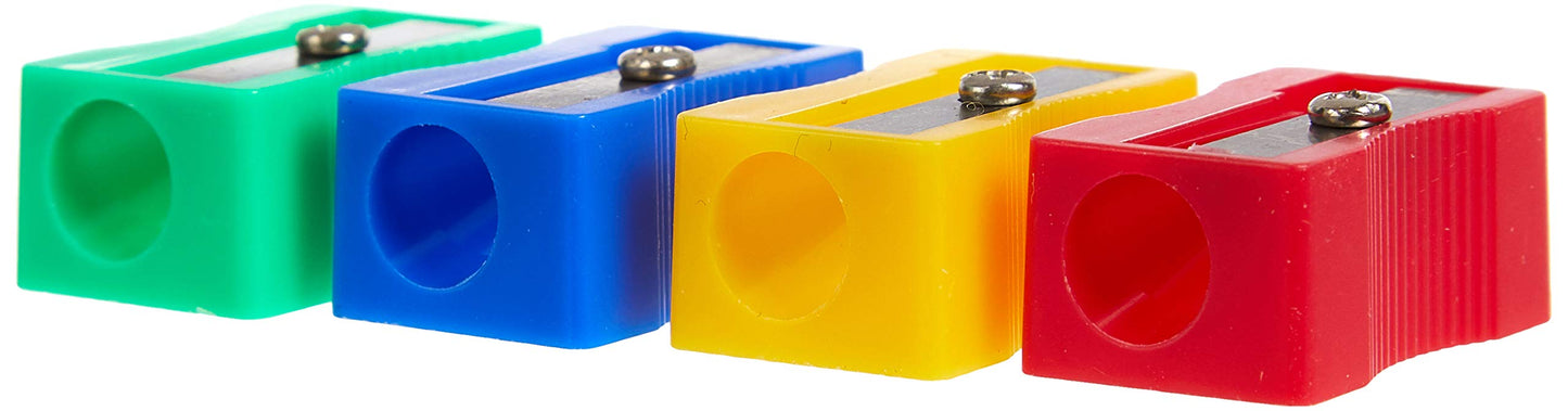Hainenko Plastic Pencil Sharpeners Assorted Colours (Pack of 100) | Single Hole Classroom & Office Sharpeners