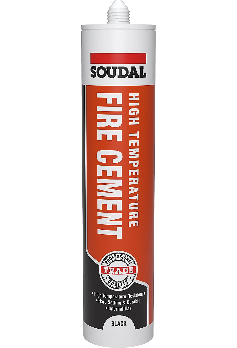 Soudal Fire Cement 290ml – Black High Temperature Sealant 1500°C