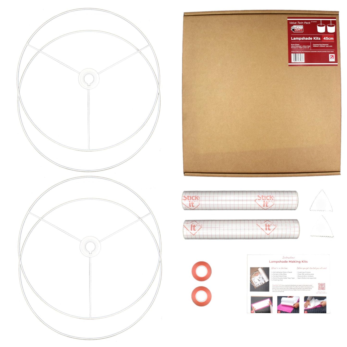 NeedCraft Drum Lampshade Making Kit Twin Pack | 15cm–70cm DIY Lampshade Kit