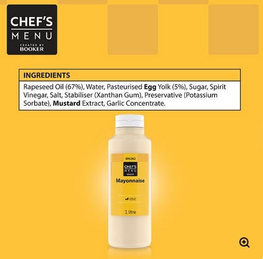 Mayonnaise 1 Litre – Ready to Use Sauce for Sandwiches & Salads – Chef’s Menu – Suitable for Home & Catering