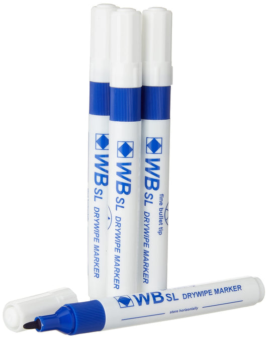 Hainenko Slimline Dry Wipe Whiteboard Markers Fine Bullet Tip (Pack of 10) | Low Odour Whiteboard Pens