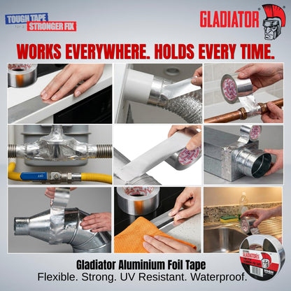 Gladiator Aluminium Foil Tape 48mm x 45m | Heavy Duty HVAC Foil Tape