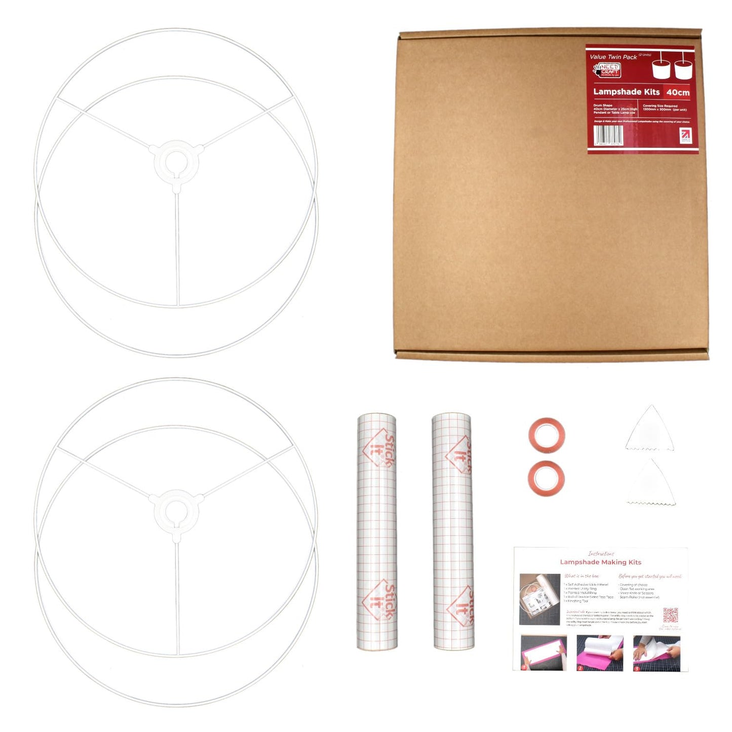 NeedCraft Drum Lampshade Making Kit Twin Pack | 15cm–70cm DIY Lampshade Kit