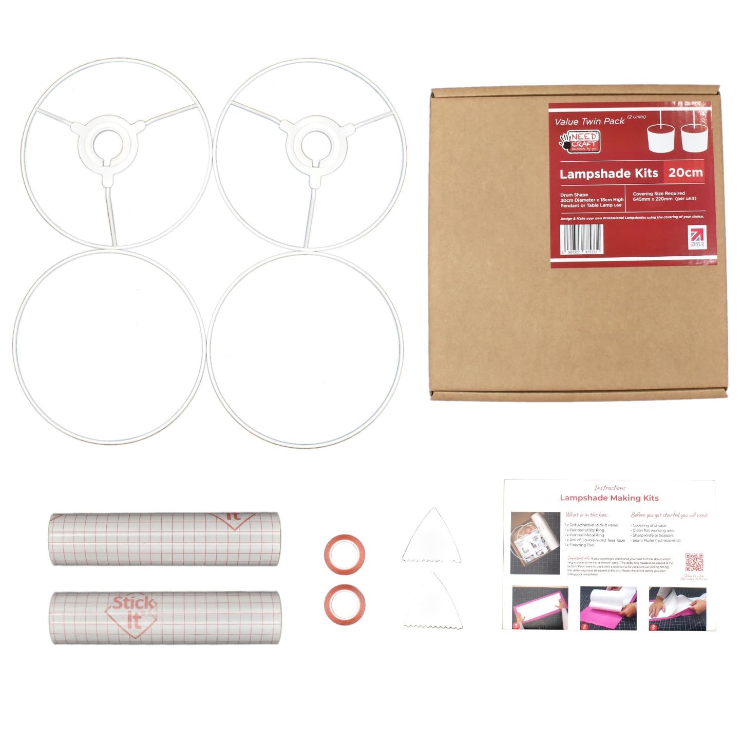 NeedCraft Drum Lampshade Making Kit Twin Pack | 15cm–70cm DIY Lampshade Kit