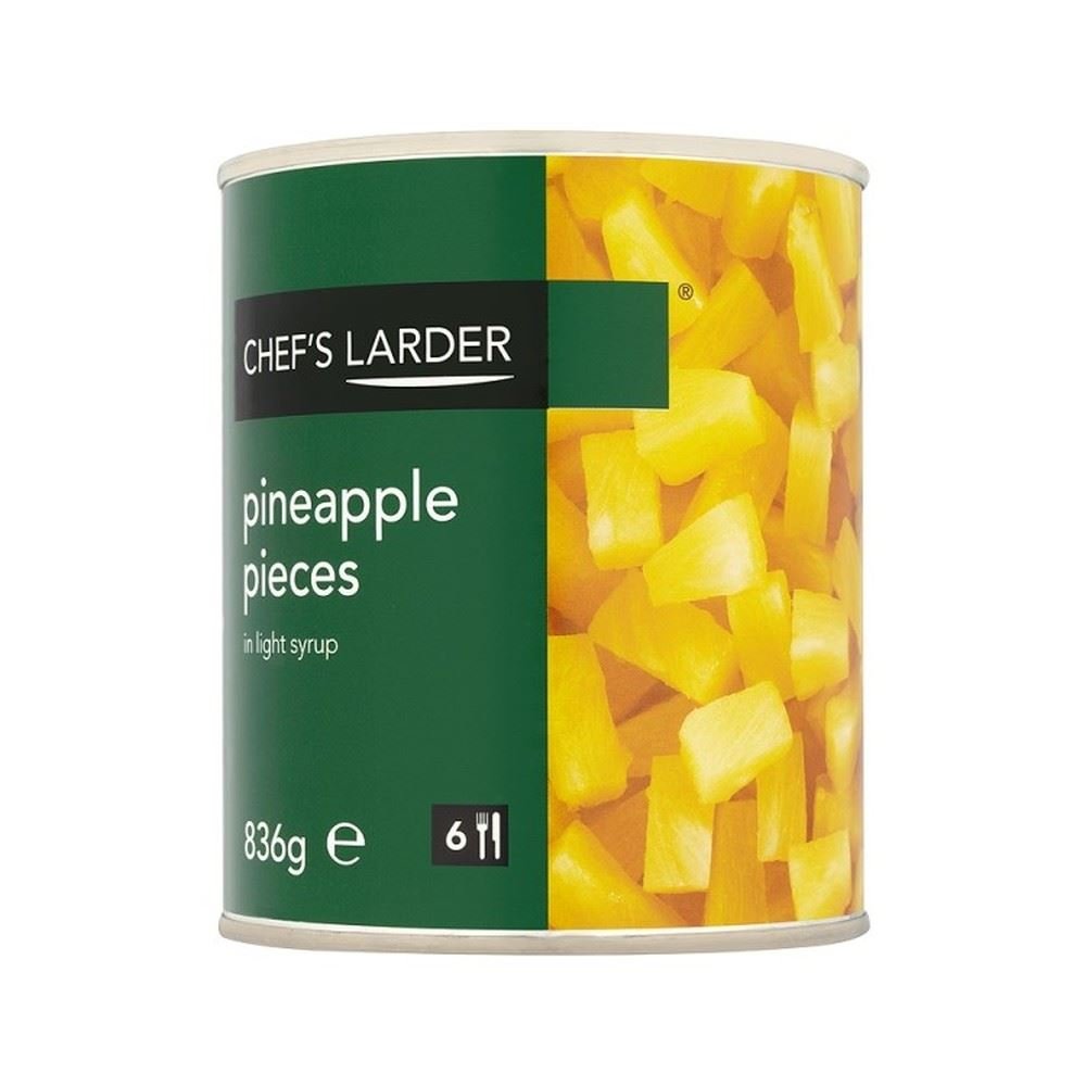 ( 836g Pack ) Chef's Larder Pineapple Pieces in Light Syrup 836g (Drained Weight 493g)