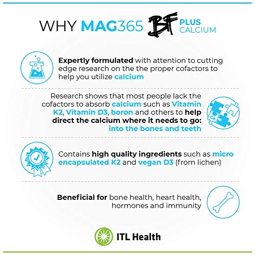MAG365 BF Plus Magnesium Powder with Calcium, Zinc, D3 & K2 – 210g
