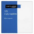 Chef's Larder 125 3 Ply Napkins 40cm Square White