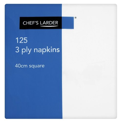 Chef's Larder 125 3 Ply Napkins 40cm Square White