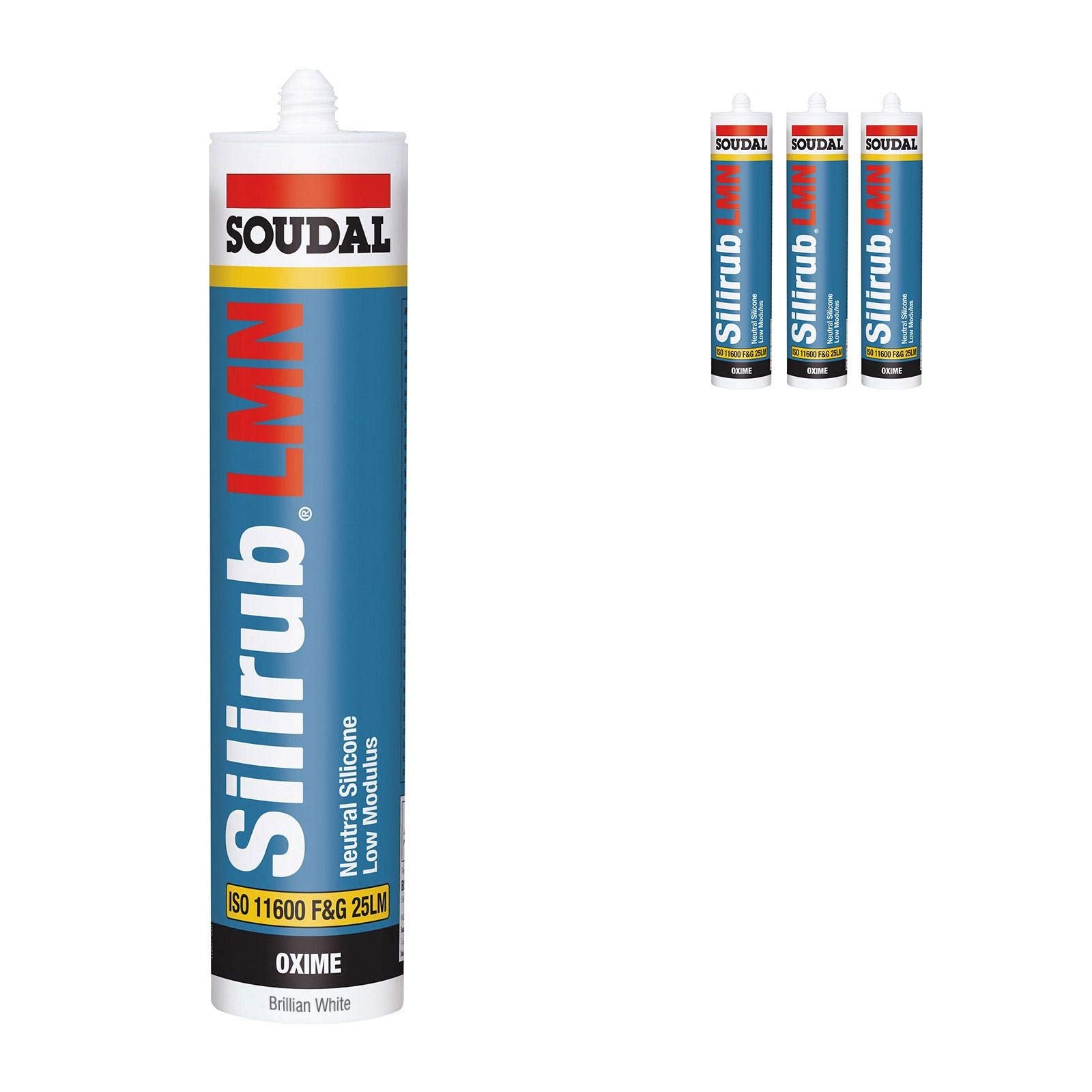 Brilliant White Soudal Silicone Sealant Slirub LMN All Purpose External Low Modulus Neutral Cureal Low Modulus Neutral Cure
