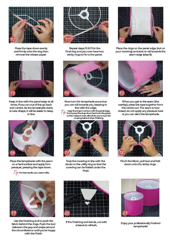20cm Lampshade Making Kit use with Pendant Ceiling Lights and Table and Floor Lamp, Drum Circle Shape Needcraft UK DIY use with Fabric, Textile, Wallpaper of Choice.