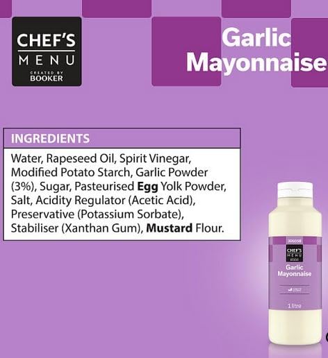 Chef's Menu Garlic Mayonnaise 1 litre