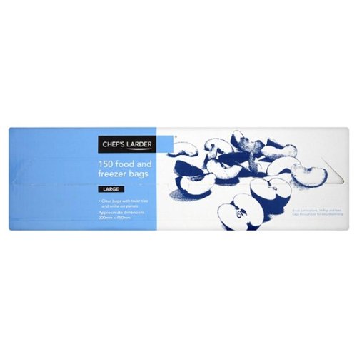 Chef's Larder Large Clear Food & Freezer Bags 150 Pack (300mm x 450mm)