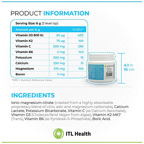 MAG365 BF Plus Magnesium Powder with Calcium, Zinc, D3 & K2 – 210g