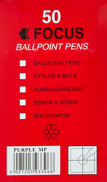 Hainenko Value Medium Ballpoint Pens Violet – 20 x 50 Packs (1,000 Pens) | Bulk Box