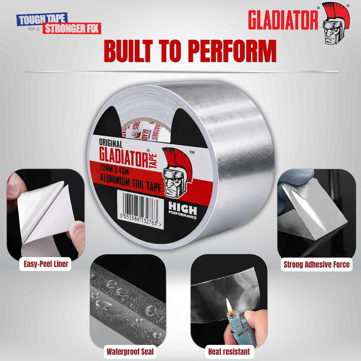 Gladiator Aluminium Foil Tape 72mm x 45m | Heavy Duty HVAC Foil Tape