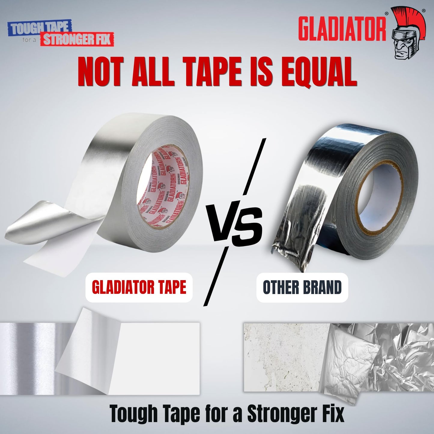 Gladiator Aluminium Foil Tape 48mm x 45m | Heavy Duty HVAC Foil Tape