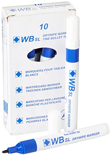 Hainenko Whiteboard Slimline Dry Wipe Marker with Fine Bullet Tip - Black (Pack of 10)