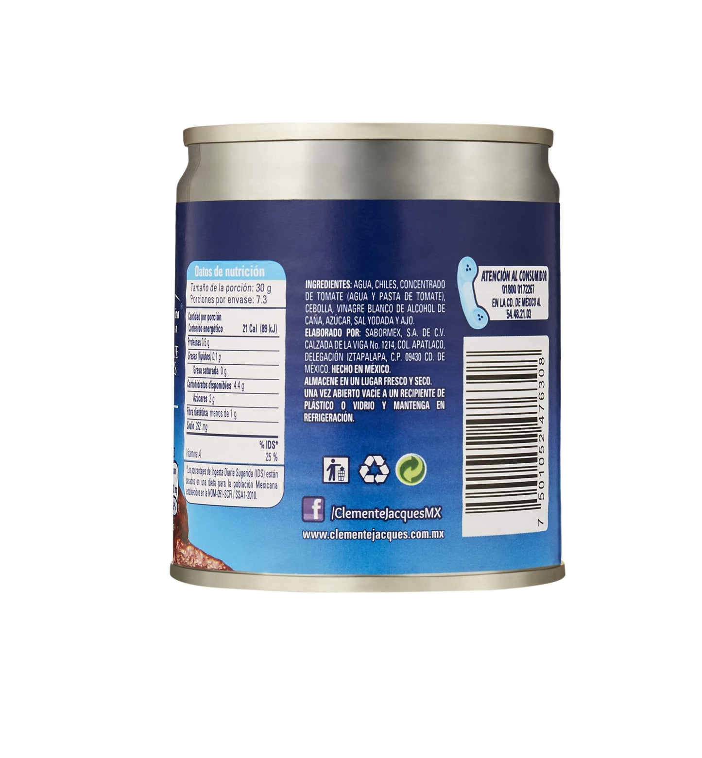 MexGrocer Clemente Jacques Chipotle Peppers in Adobo Sauce 210g