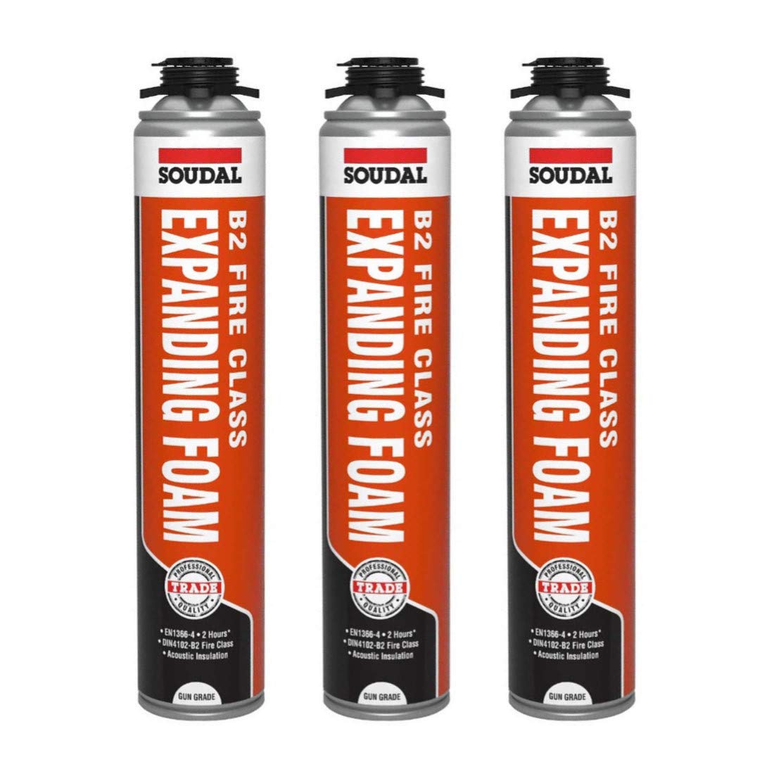 3 x Soudal B2 Fire & Acoustic Expanding Foam