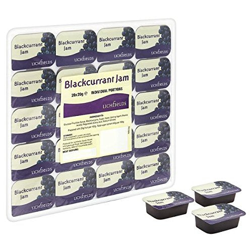 Lichfields Blackcurrant Jam Individual Portions 20 x 20g – Single Serve Jam Pots