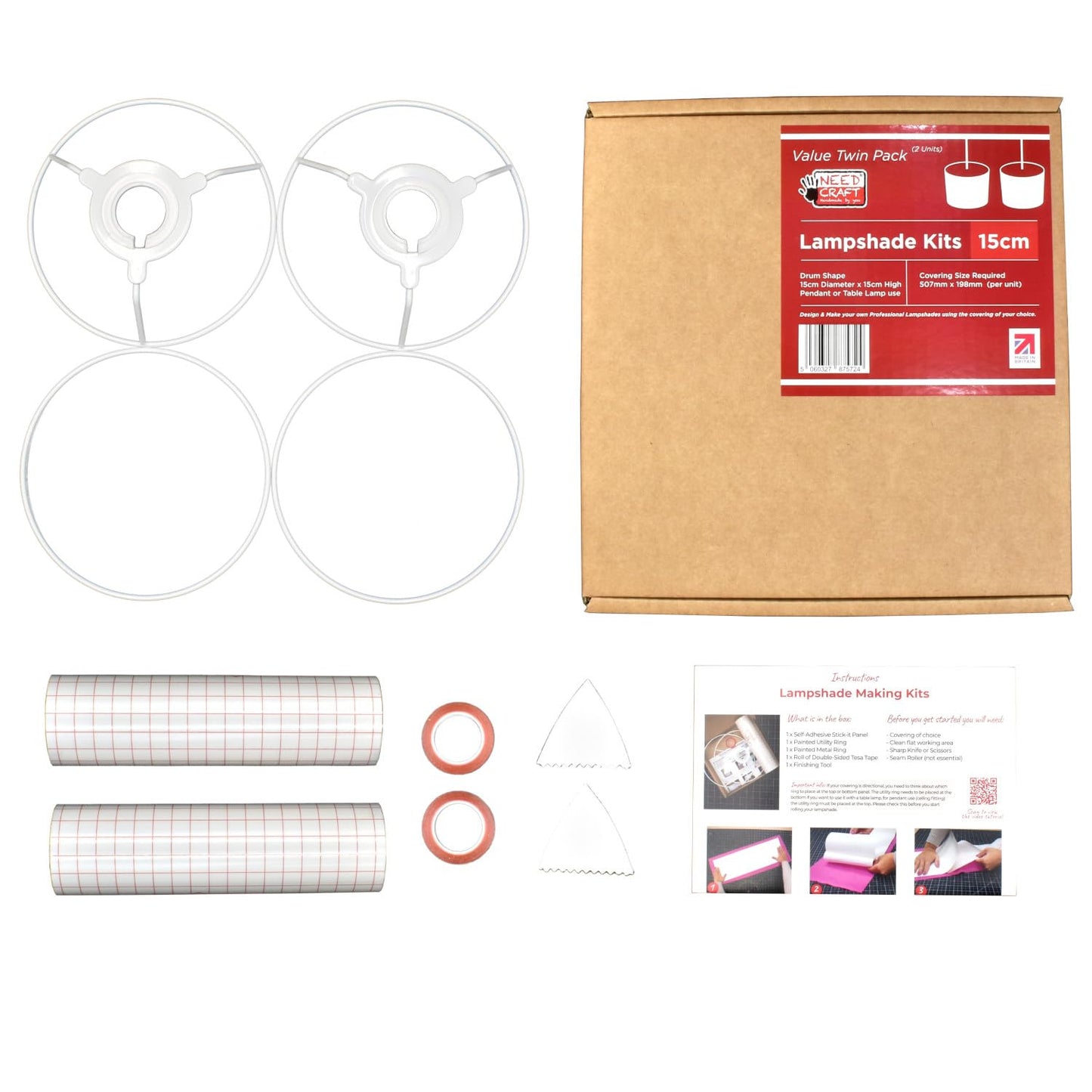 NeedCraft Drum Lampshade Making Kit Twin Pack | 15cm–70cm DIY Lampshade Kit