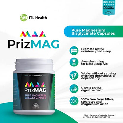 PrizMAG by ITL Health Pure Magnesium Bisglycinate Capsules 90 Capsules