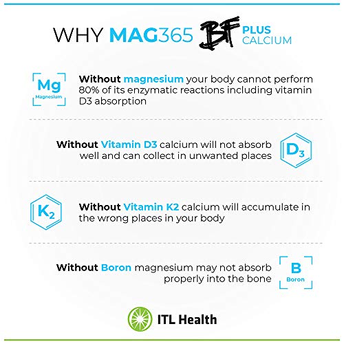 MAG365 BF Plus Magnesium Powder with Calcium, Zinc, D3 & K2 – 210g