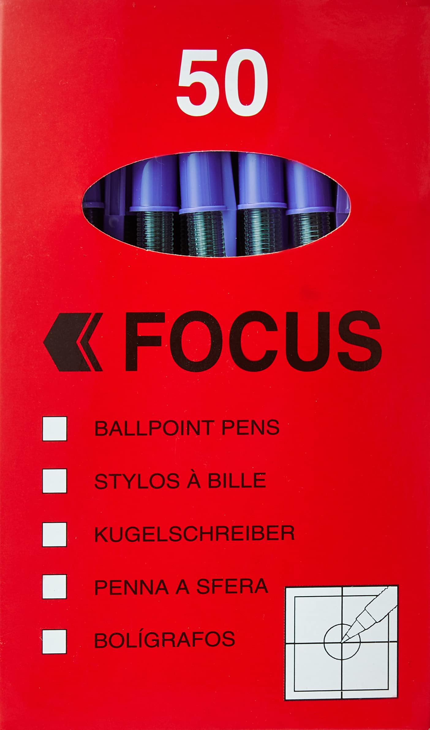 Hainenko Focus Medium Ballpoint Pens Purple (Pack of 50) | Smooth Writing Office & School Pens
