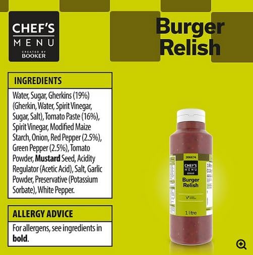 Chef's Menu Burger Relish 1 Litre