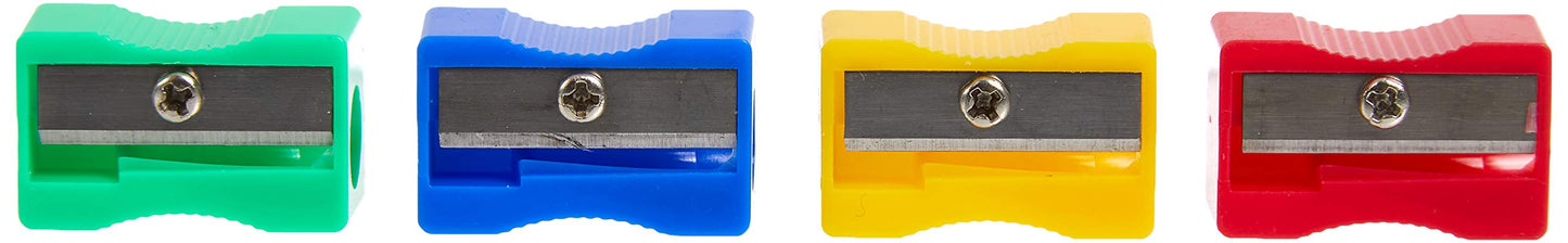 Hainenko Plastic Pencil Sharpeners Assorted Colours (Pack of 100) | Single Hole Classroom & Office Sharpeners
