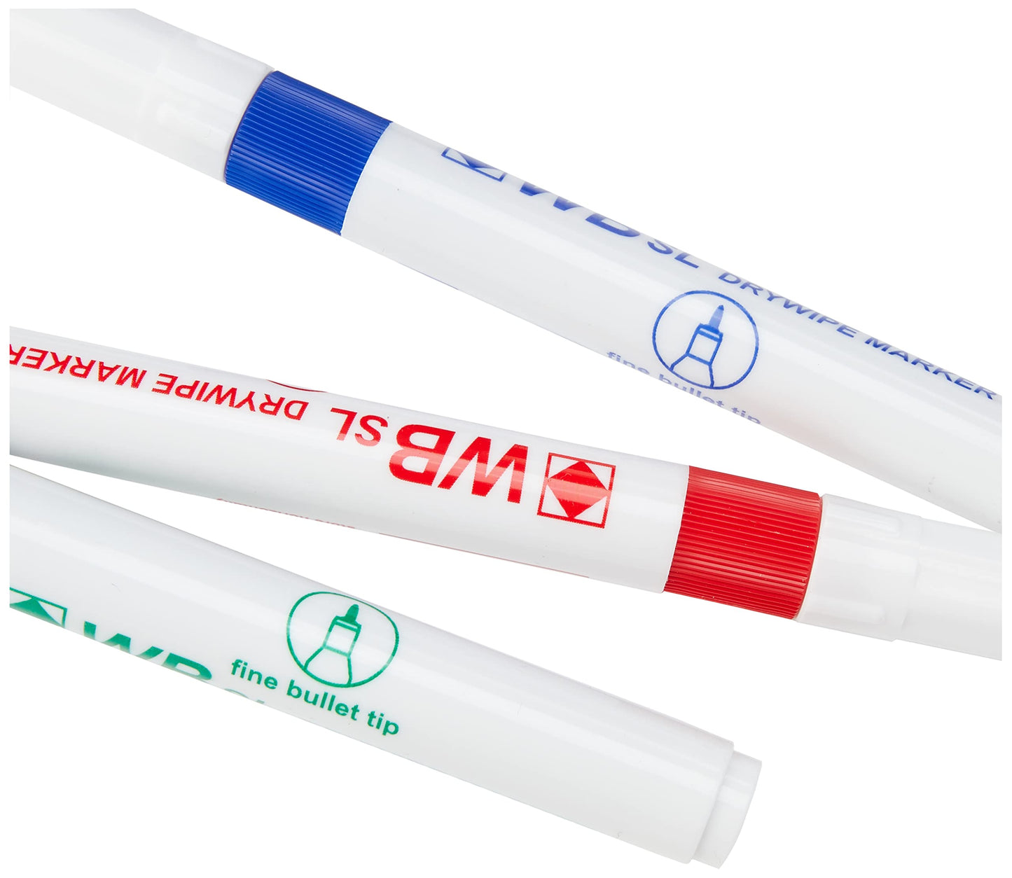 Hainenko Slimline Dry Wipe Whiteboard Markers Fine Bullet Tip Assorted Colours (Pack of 4) | Low Odour Whiteboard Pens