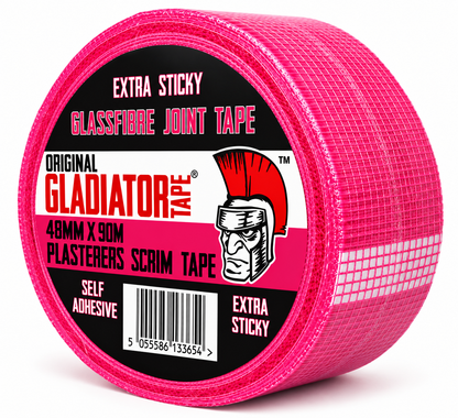 Pink Scrim Tape 48mm x 90m | Extra Sticky Plasterers Joint Tape – Gladiator