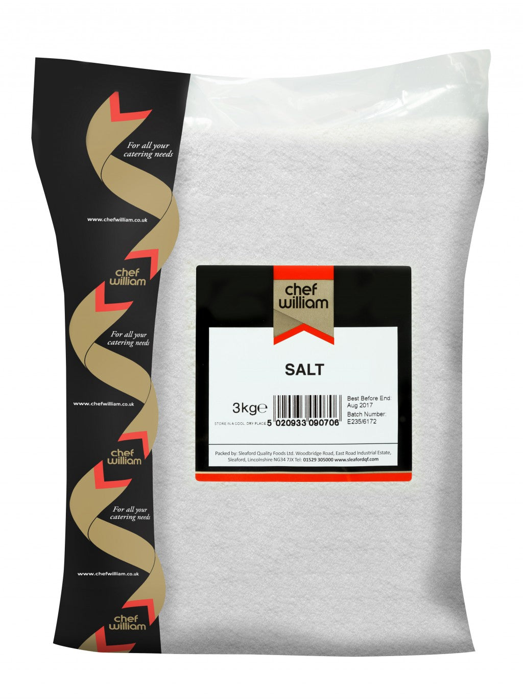 Chef William Salt 3kg – Catering Size Laminated Pouch | Foodservice & Professional Kitchens