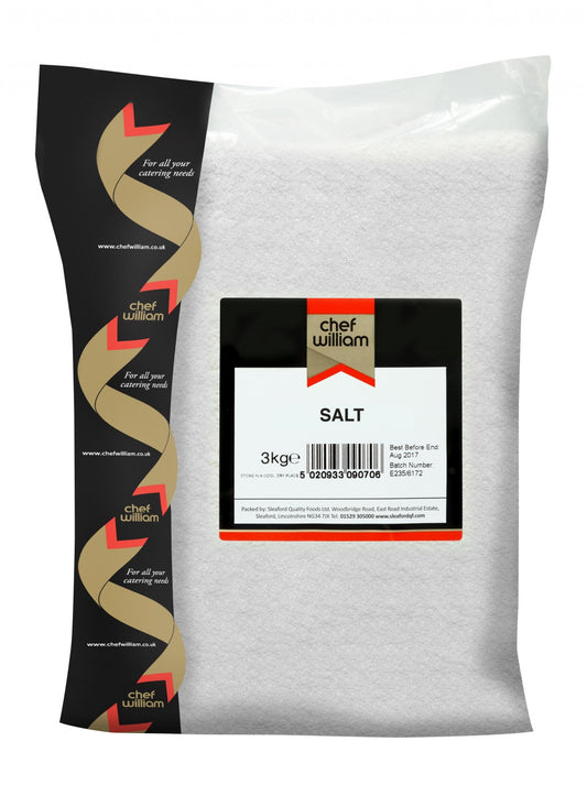 Chef William Salt 3kg – Catering Size Laminated Pouch | Foodservice & Professional Kitchens