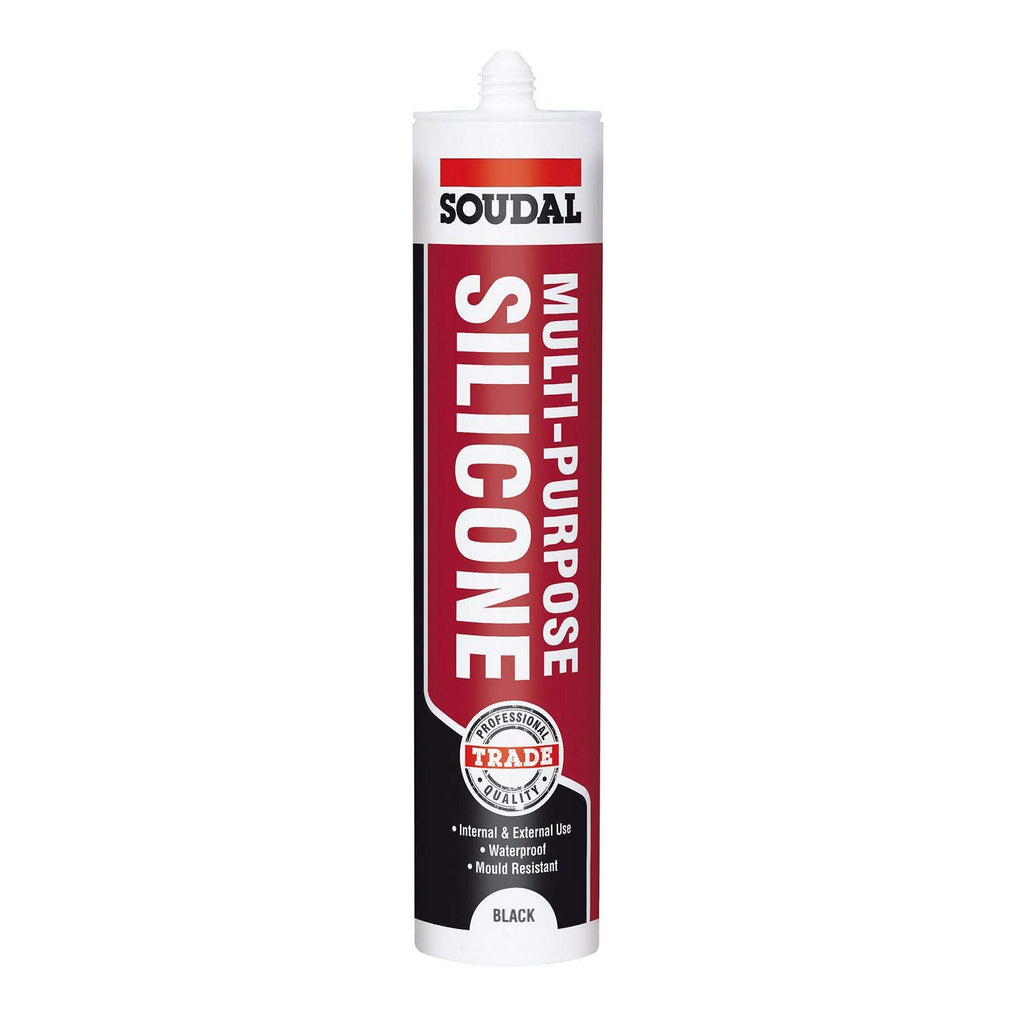 Black Soudal Trade Silicone Multi Purpose Construction Sealant Acetoxy with Fungicide