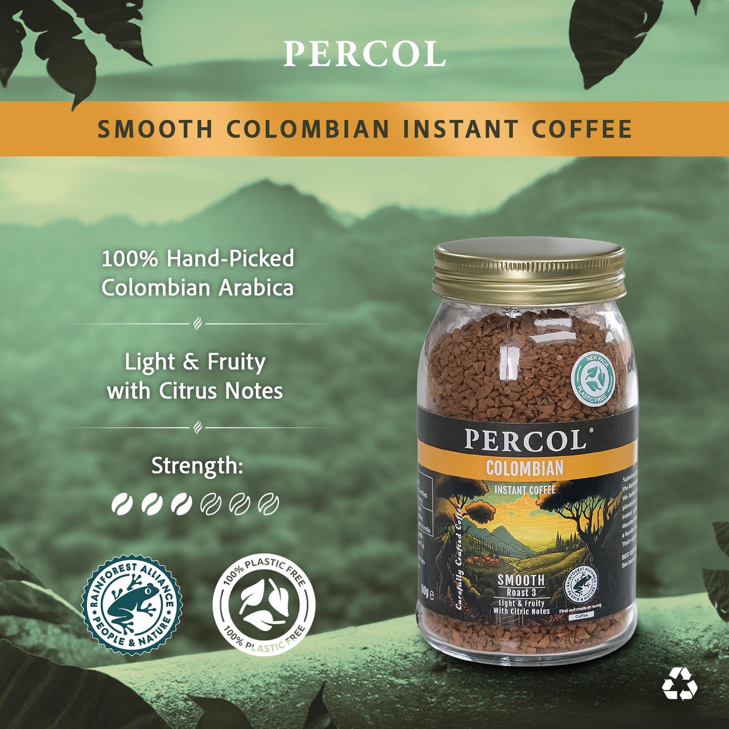 Percol Colombia Instant Coffee 6 x 100g