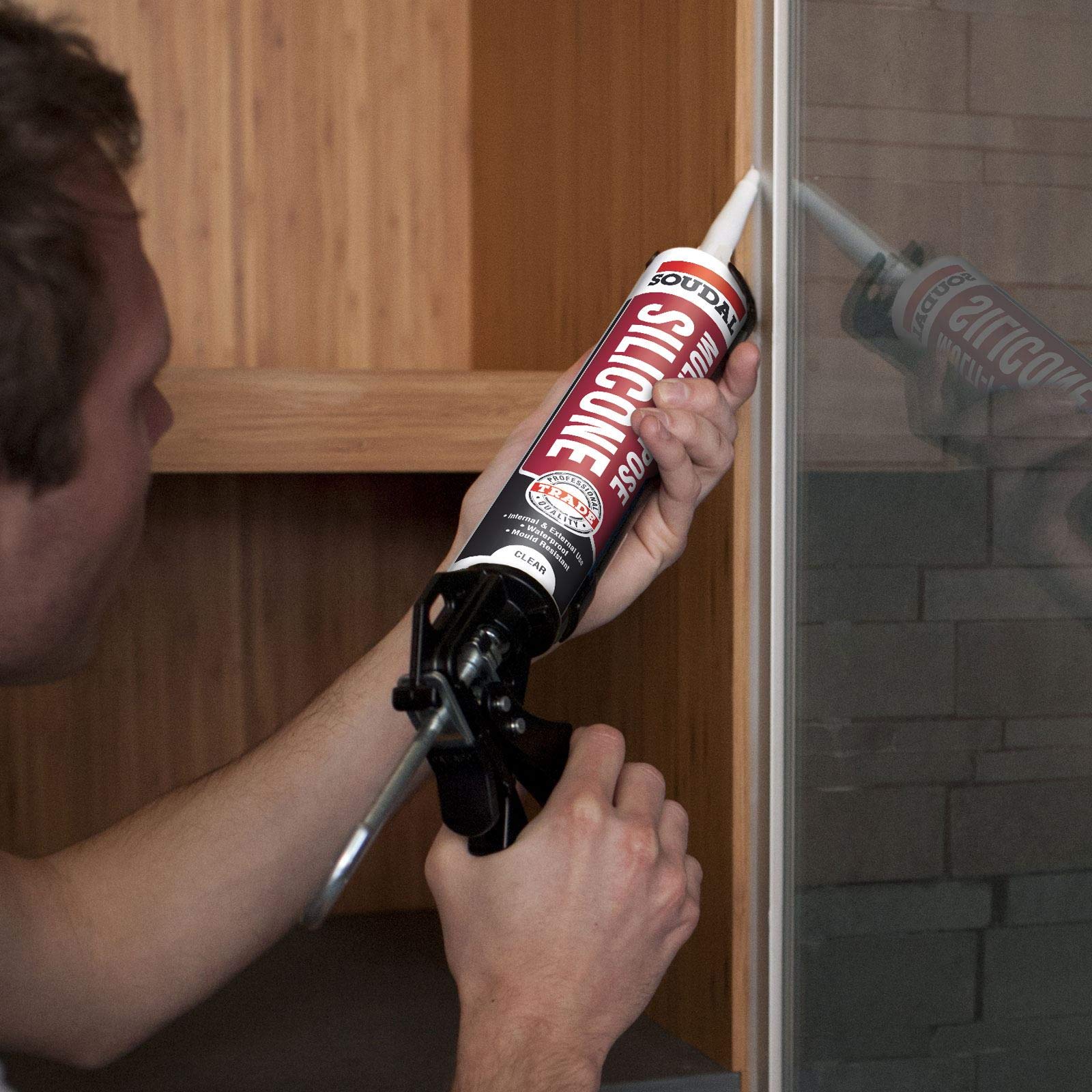Black Soudal Trade Silicone Multi Purpose Construction Sealant Acetoxy with Fungicide