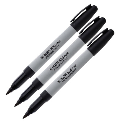 Hainenko IKON K90 Black Fine Permanent Marker | Pack of 10 | 0.8mm