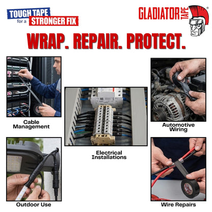 Gladiator PVC Electrical Tape Black 19mm x 20m (Pack of 10) | Flame Retardant Electrical Insulation Tape