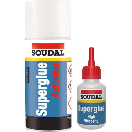 Soudal High Viscosity Super Glue & Activator Mitre Kit | 50g + 200ml