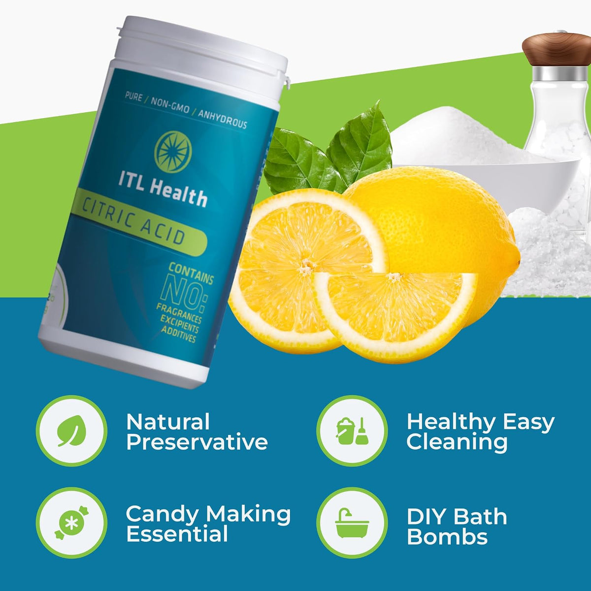 Citric Acid 1.13kg | ITL Health Food Grade Cleaning & Descaling Powder (BBE 31/12/2026)