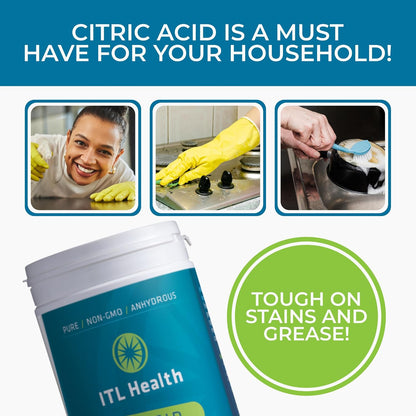 Citric Acid 1.13kg | ITL Health Food Grade Cleaning & Descaling Powder (BBE 31/12/2026)