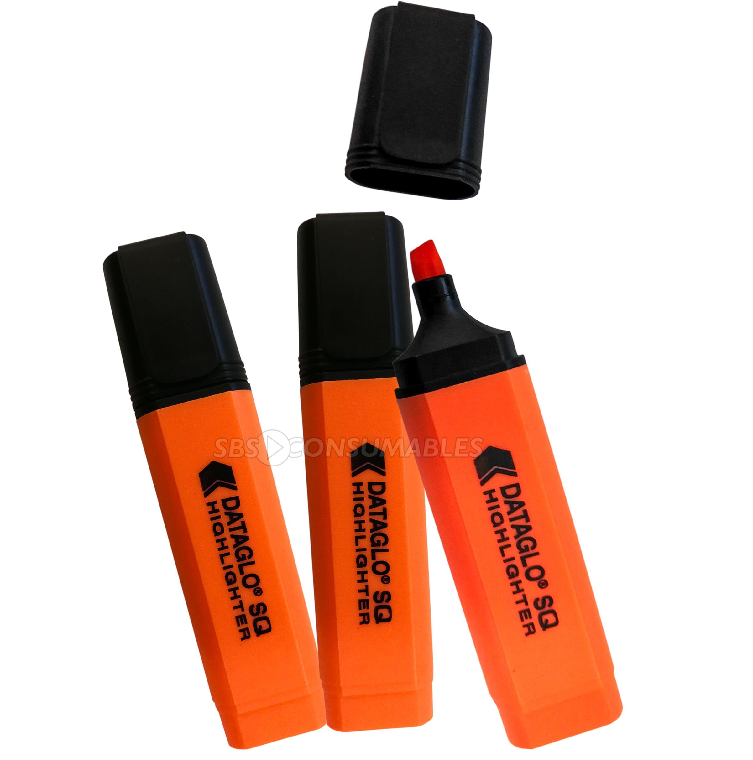 PACK OF 10 ORANGE DATAGLO SQ CHISEL TIP HIGHLIGHTERS