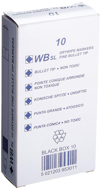 Hainenko Slimline Dry Wipe Whiteboard Markers Fine Bullet Tip (Pack of 10) | Low Odour Whiteboard Pens