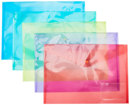 Hainenko Value Popper Wallet Assorted Colours (Pack of 5) | A4 Document Storage Wallets