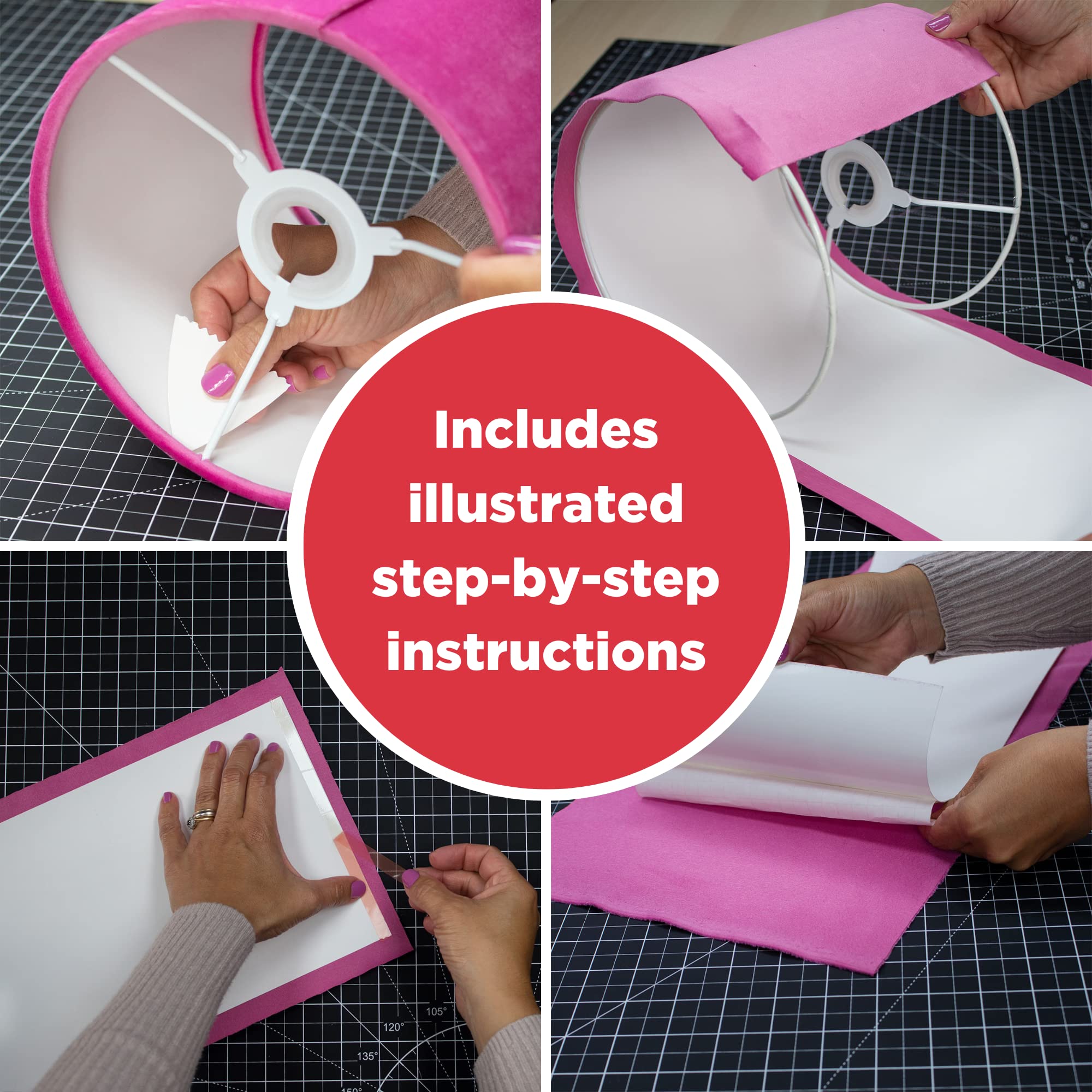 35cm Lampshade Making Kit use with Pendant Ceiling Lights and Table and Floor Lamp, Drum Circle Shape Needcraft UK DIY use with Fabric, Textile, Wallpaper of Choice.