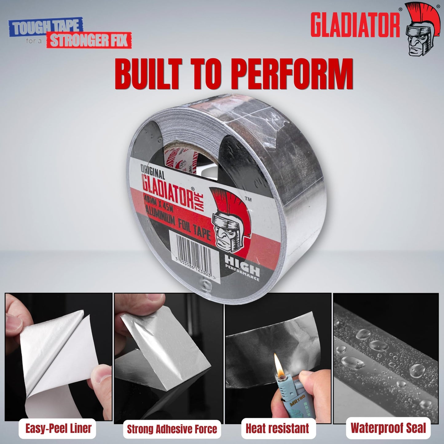 Gladiator Aluminium Foil Tape 48mm x 45m | Heavy Duty HVAC Foil Tape